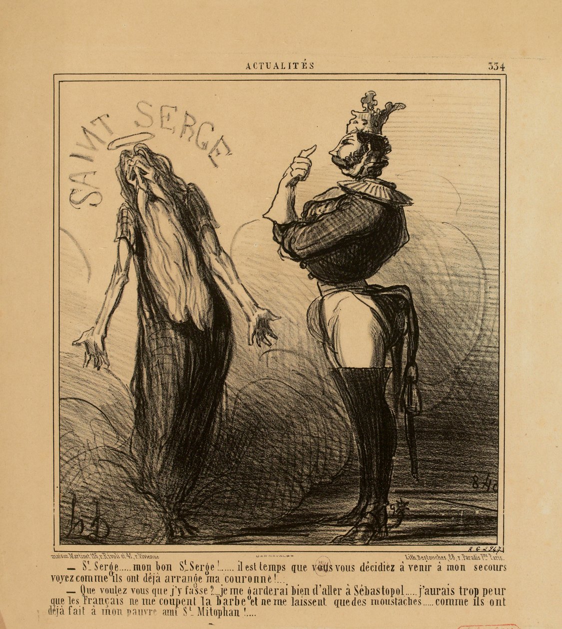 Aktuelles Nr. 334: - Heiliger Sergius ... mein guter heiliger Sergius! ... Es wird Zeit, dass Ihr Euch entscheidet... von Honoré Daumier
