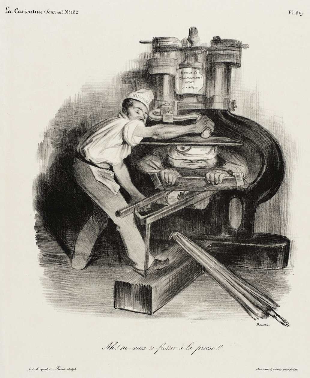 Ah! Du willst dich mit der Presse anlegen!! von Honoré Daumier