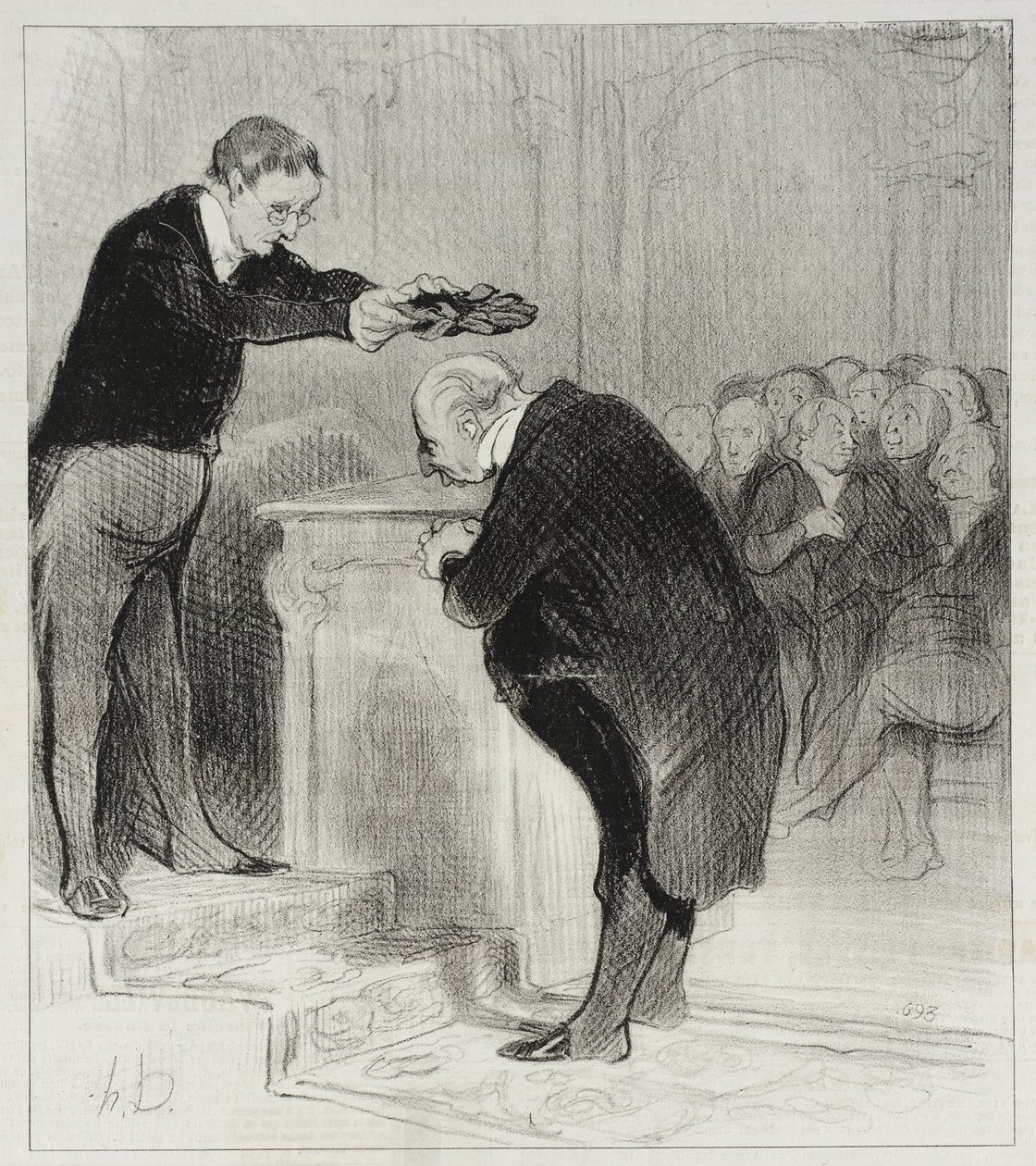 Kommen Sie näher, Herr Gerenflot... kommen Sie, um die Krone zu empfangen... von Honoré Daumier
