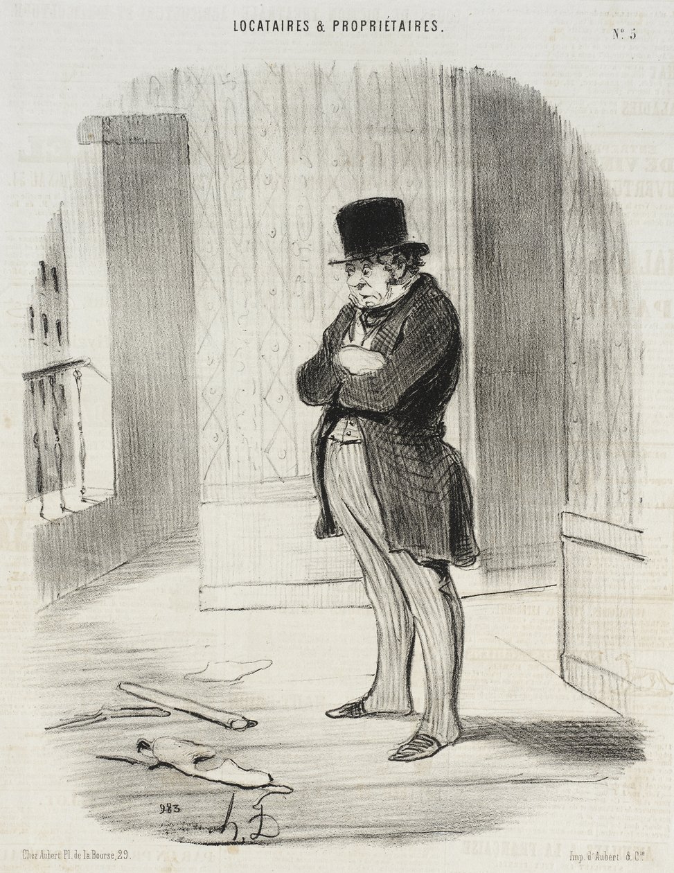 Umgezogen!...und um mir drei Mieten zu zahlen...lässt er mich... von Honoré Daumier