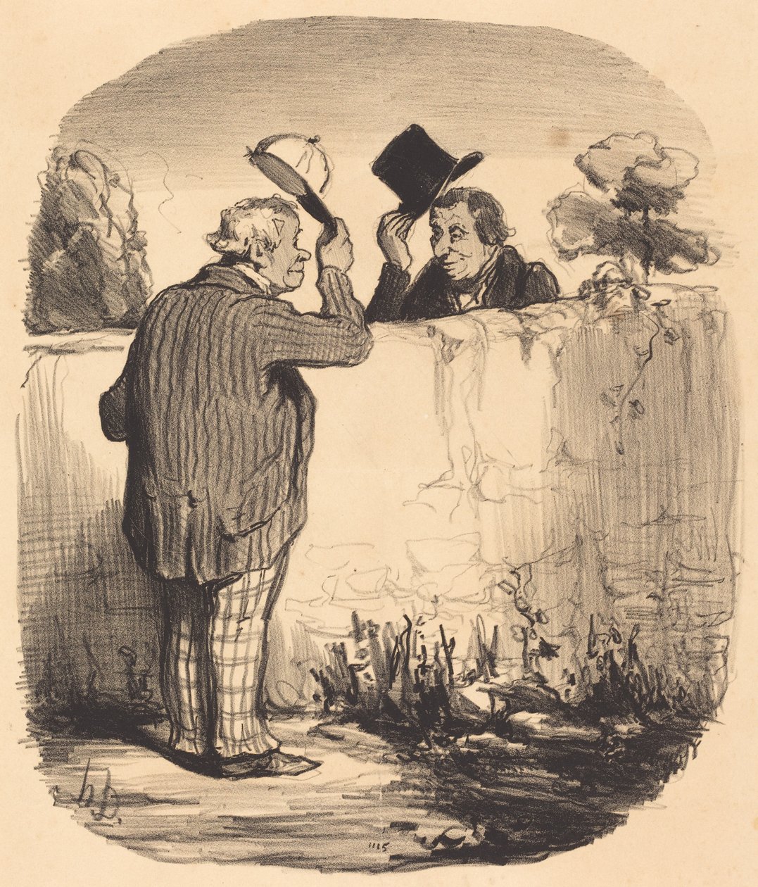Zwei gute Nachbarn von Honoré Daumier