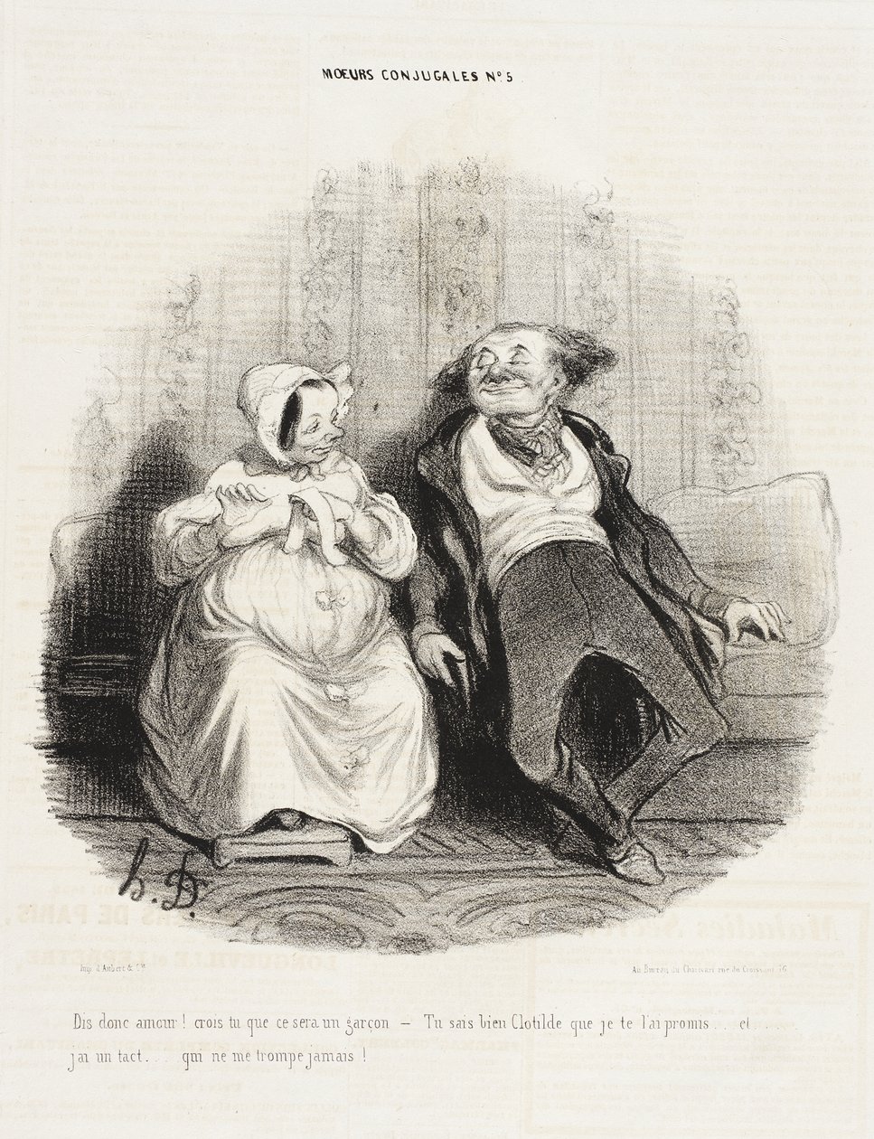 Sag mal, mein Schatz! Glaubst du, es wird ein Junge? von Honoré Daumier