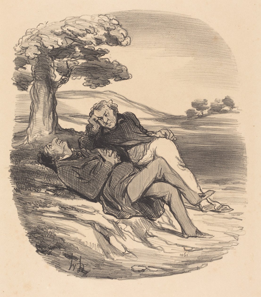 Sanfter Zeitvertreib eines aus dem Handel zurückgezogenen Eisenwarenhändlers... von Honoré Daumier
