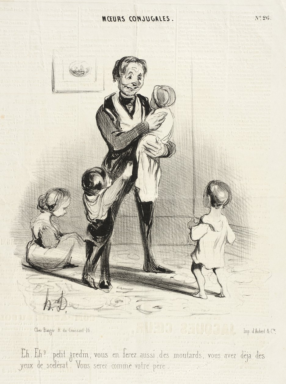 Eh. Eh!... kleiner Schlingel, du wirst auch solche Bengel machen... von Honoré Daumier