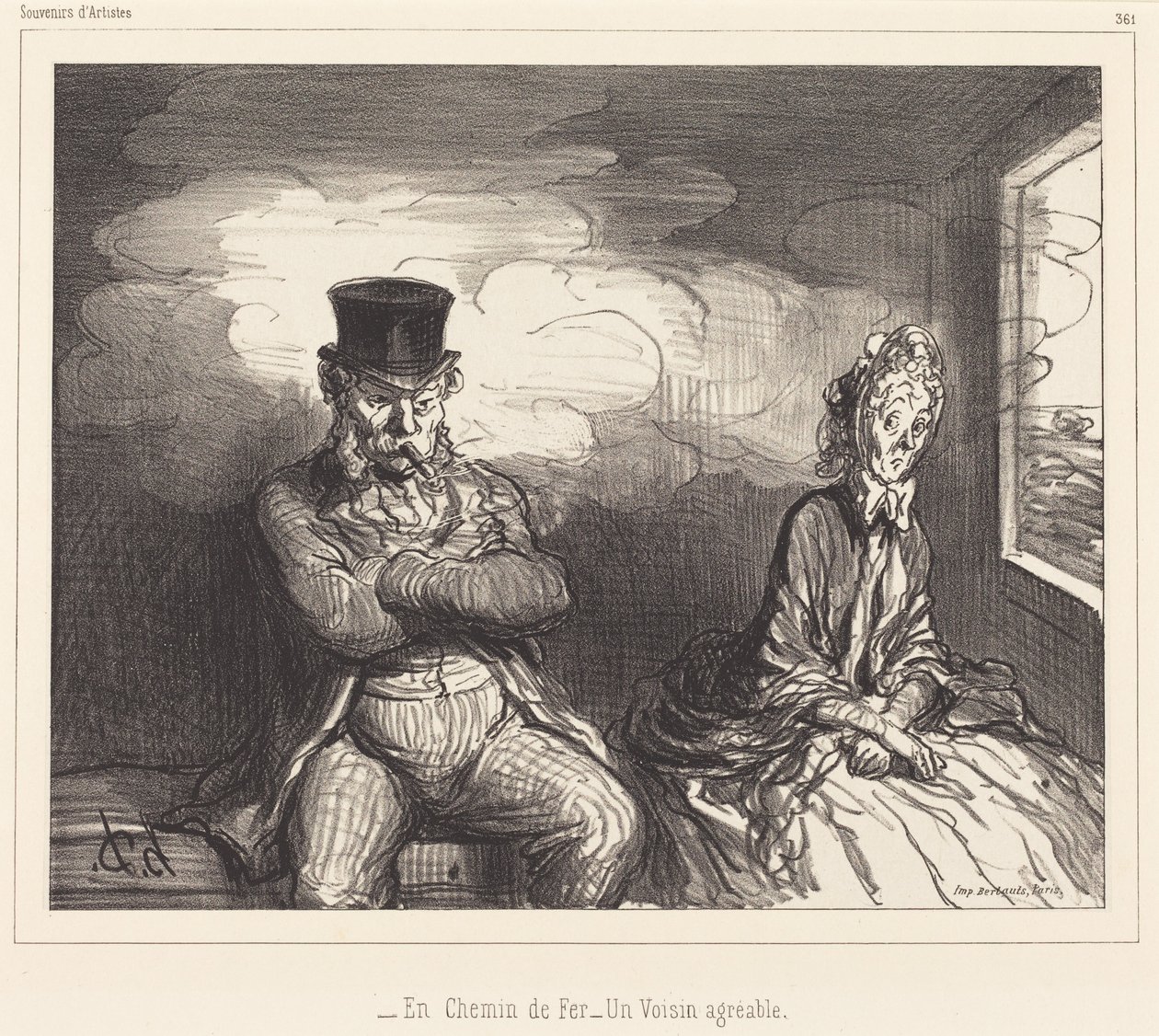 Im Zug... ein angenehmer Nachbar von Honoré Daumier