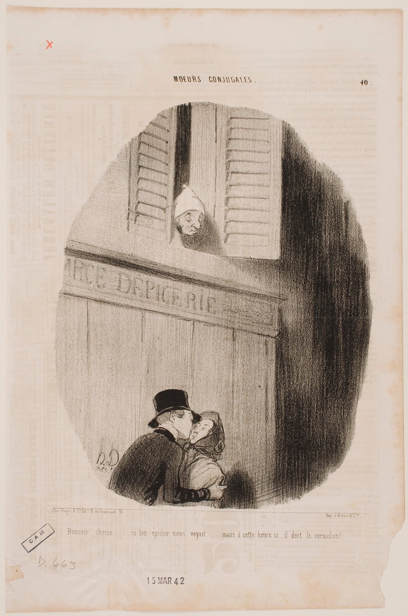 Gute Nacht, mein Liebling... wenn dein Lebensmittelhändler uns gesehen hätte... von Honoré Daumier
