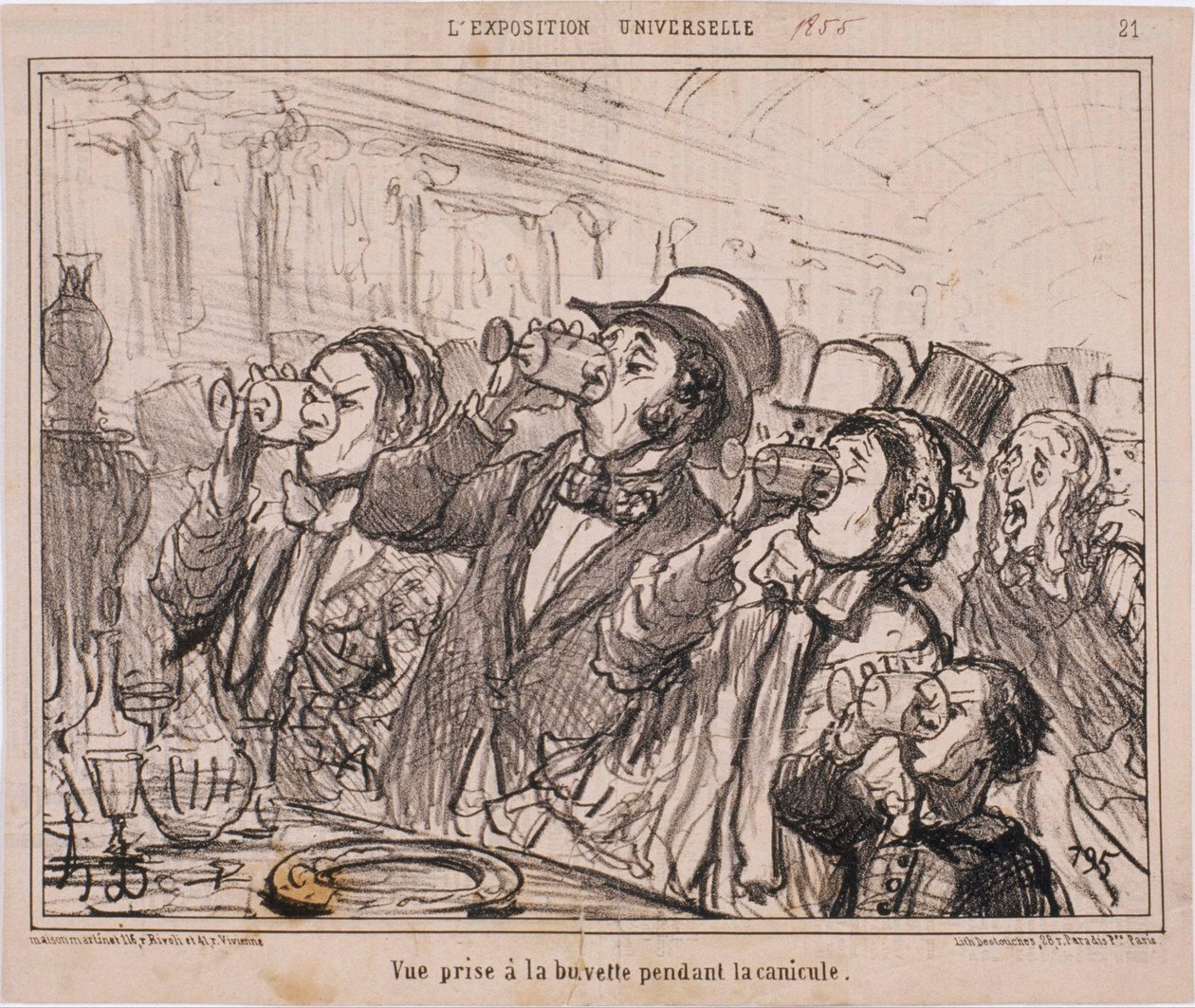 Die Weltausstellung: Blick von der Erfrischungsbude während der Hitzewelle von Honoré Daumier