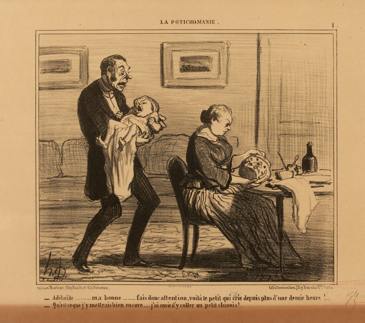 Die Potichomanie Nr. 1: - Adélaïde,... meine Gute... pass doch auf... von Honoré Daumier