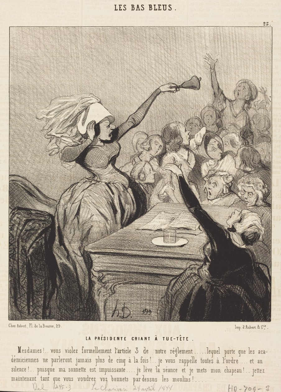 Die Präsidentin schreit aus vollem Hals: Mesdames!... von Honoré Daumier