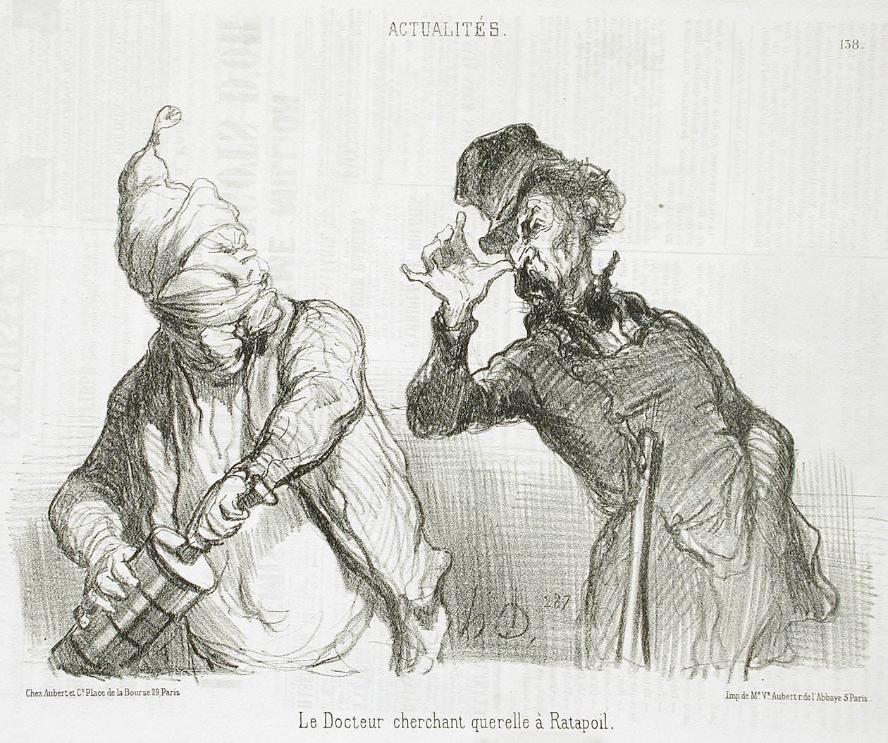 Der Doktor, der Ratapoil Streit sucht von Honoré Daumier