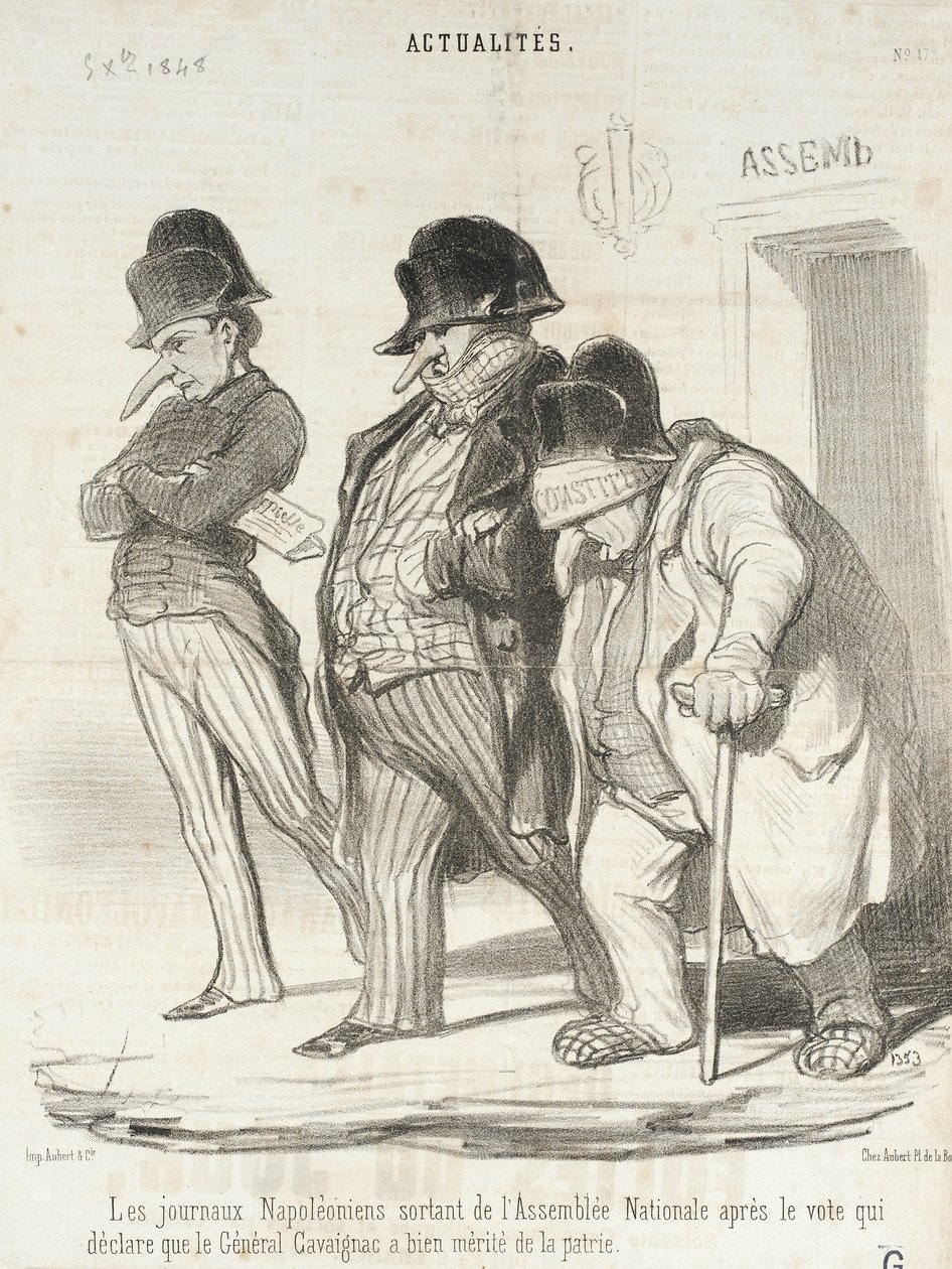 Die napoleonischen Zeitungen beim Verlassen der Nationalversammlung nach der Abstimmung... von Honoré Daumier