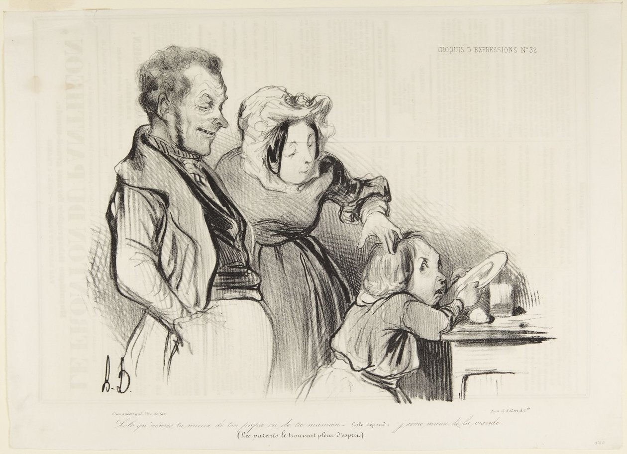 Lolo, wen hast du lieber, deinen Papa oder deine Mama ... von Honoré Daumier