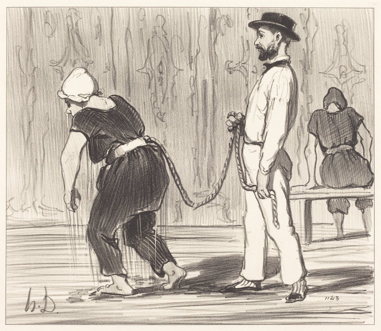 Madame Rabourdeau bei ihrer ersten Lektion von Honoré Daumier