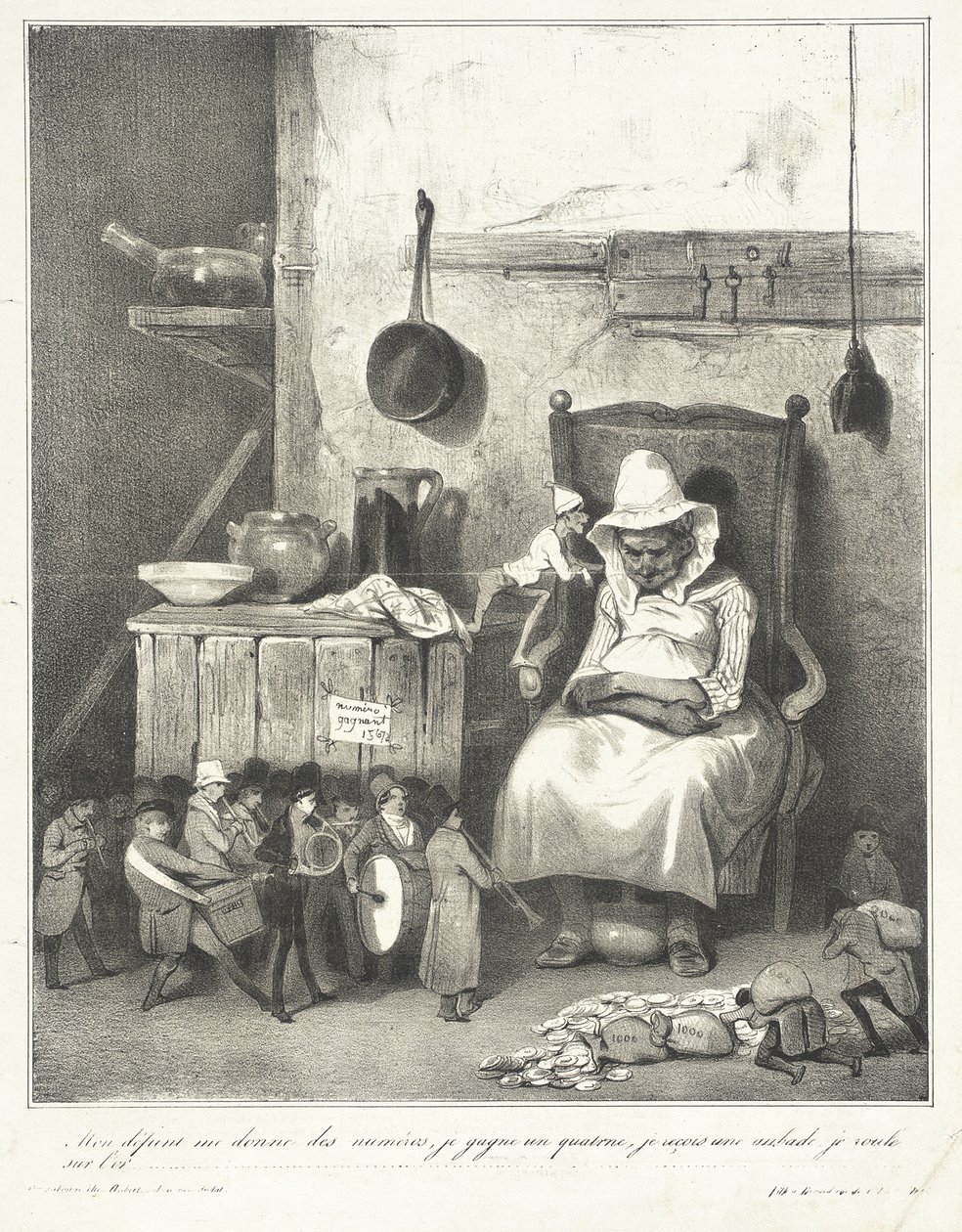 Mein Verstorbener gibt mir Nummern... von Honoré Daumier