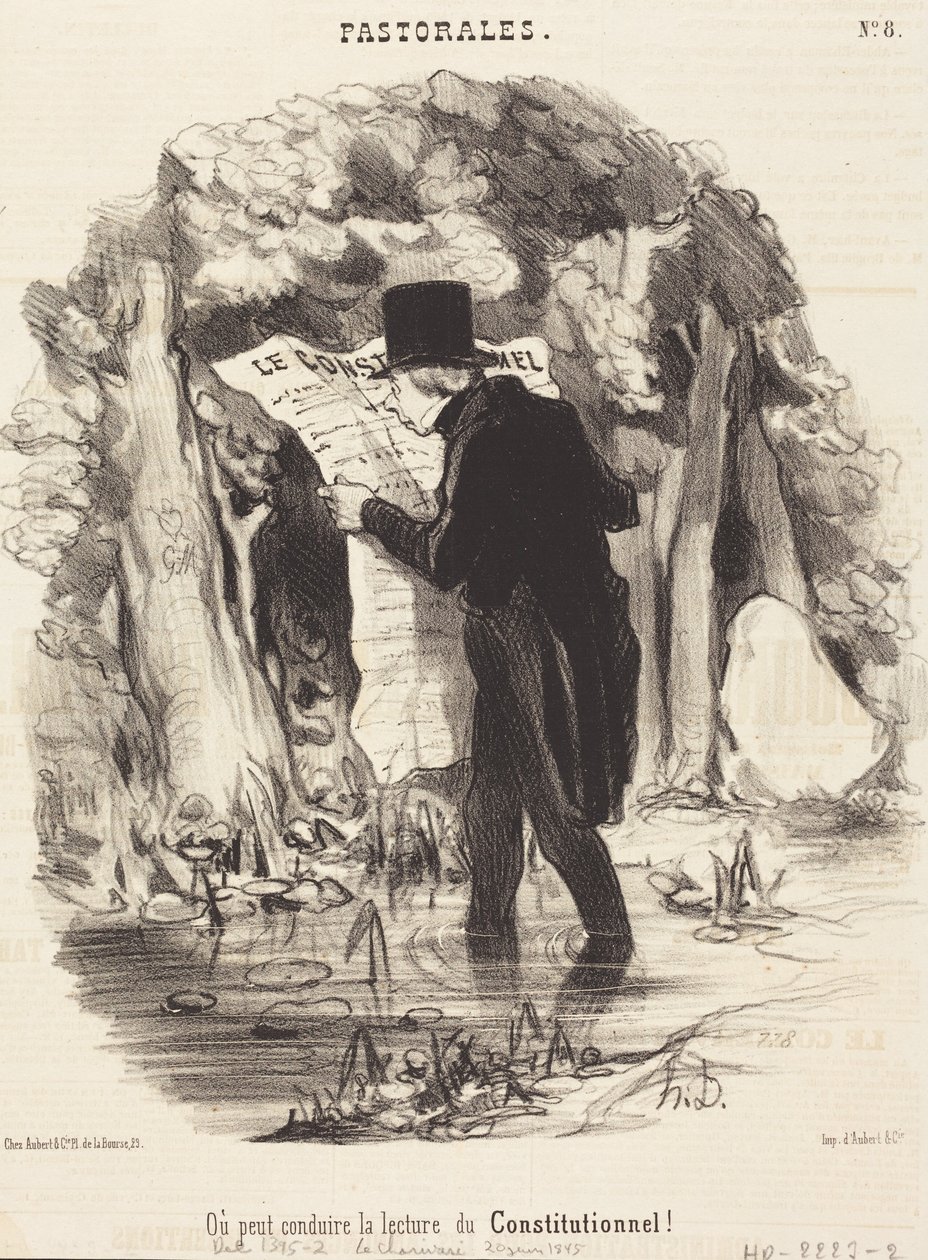 Wohin die Lektüre des Constitutionnel führen kann! von Honoré Daumier