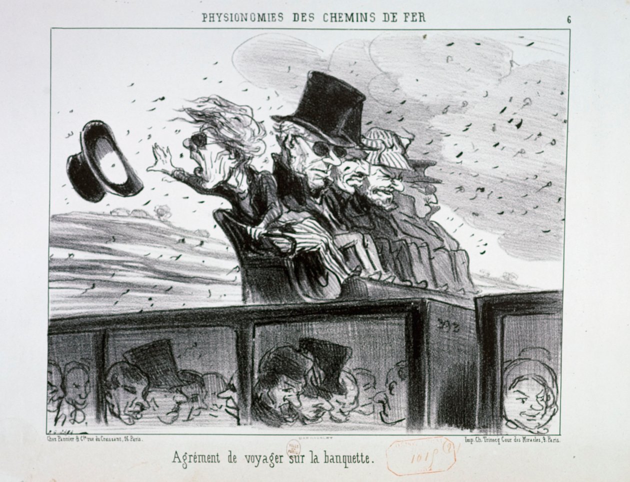 Physionomien der Eisenbahn Nr. 6: Vergnügen, auf der Bank zu reisen von Honoré Daumier