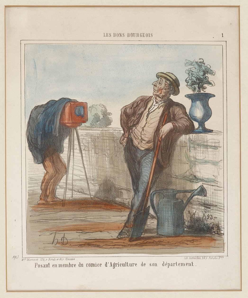 Posiert als Mitglied der Landwirtschaftskommission seines Departements. (Les Bons Bourgeois Nr. 1), aus Charivari von Honoré Daumier