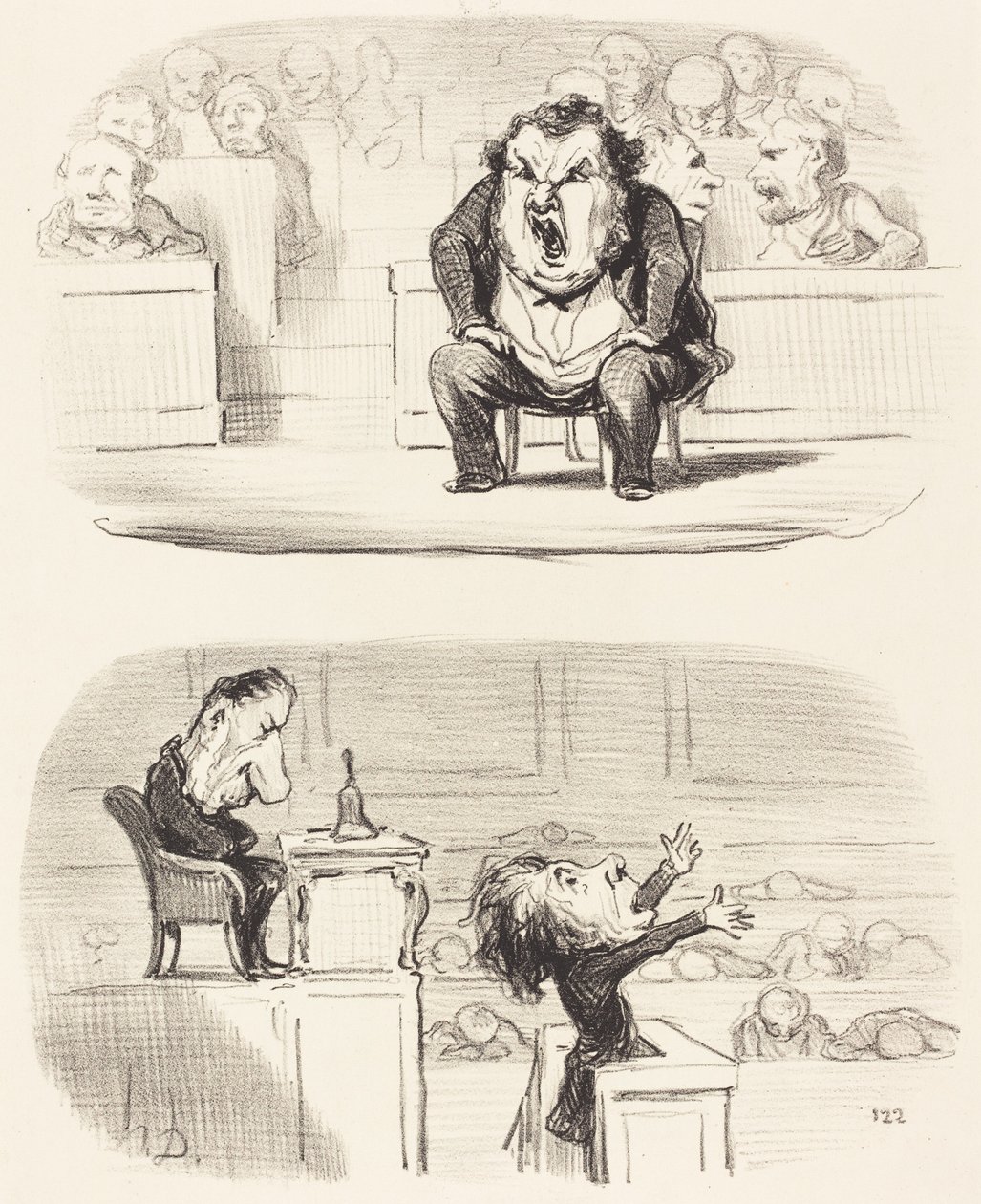 Wenn ein langweiliger Redner das Podium betritt von Honoré Daumier