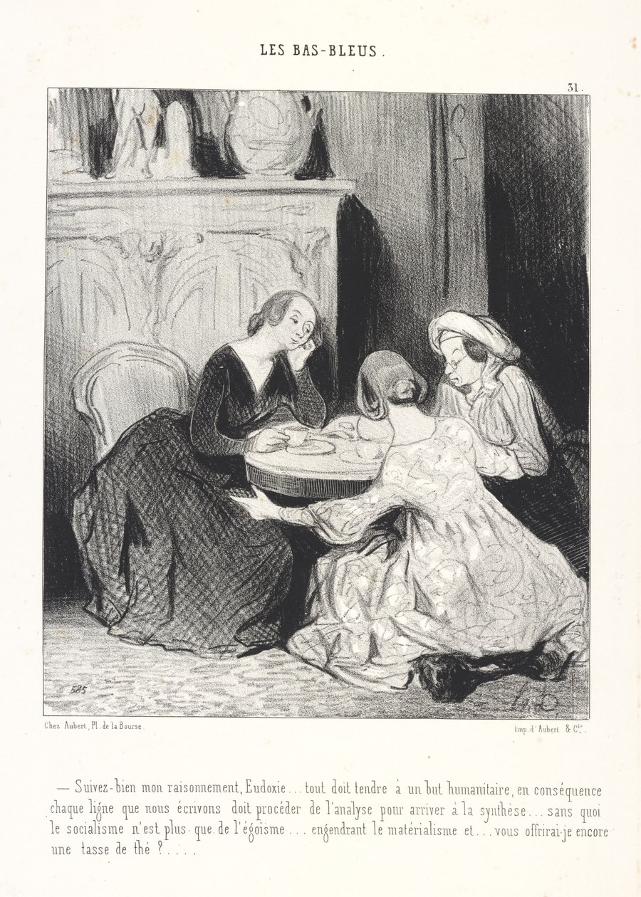 Folgen Sie meinem Argument, Eudoxie... alles muss einem humanitären Ziel dienen, daher muss jede Zeile, die wir schreiben, von der Analyse zur Synthese führen... sonst ist der Sozialismus nur Egoismus... von Honoré Daumier