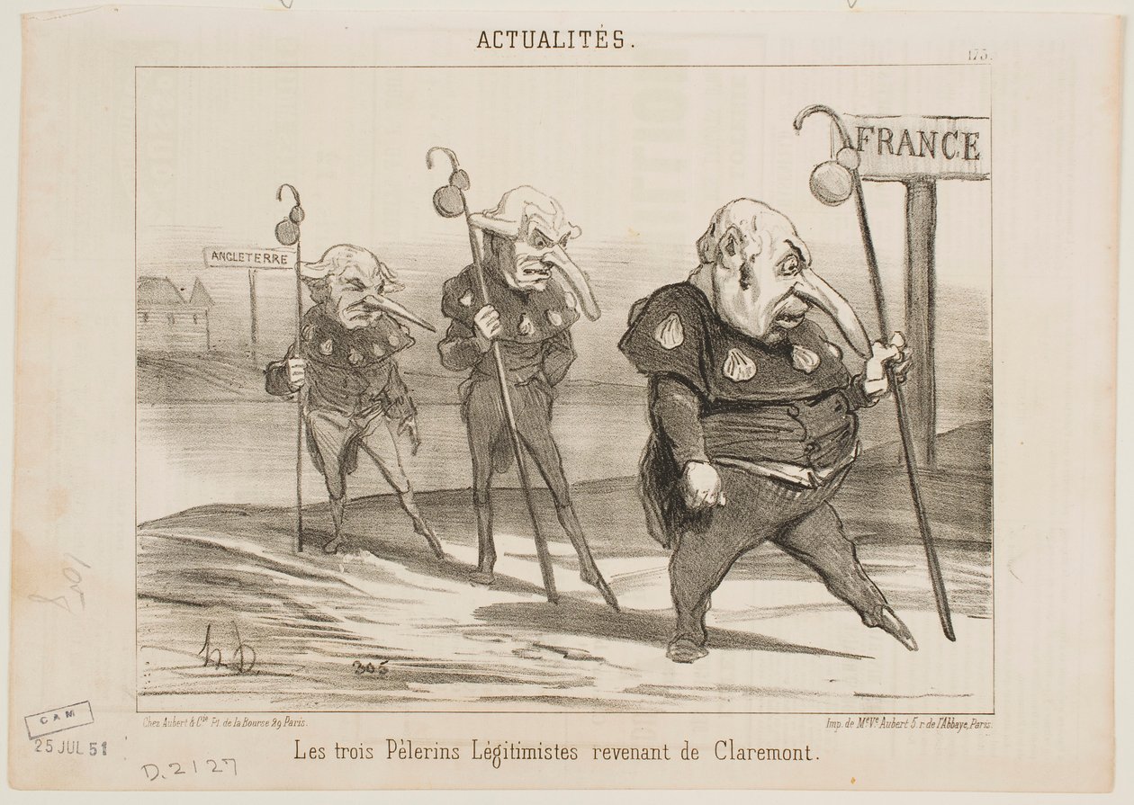 Drei legitimistische Pilger auf der Rückkehr aus Claremont. von Honoré Daumier
