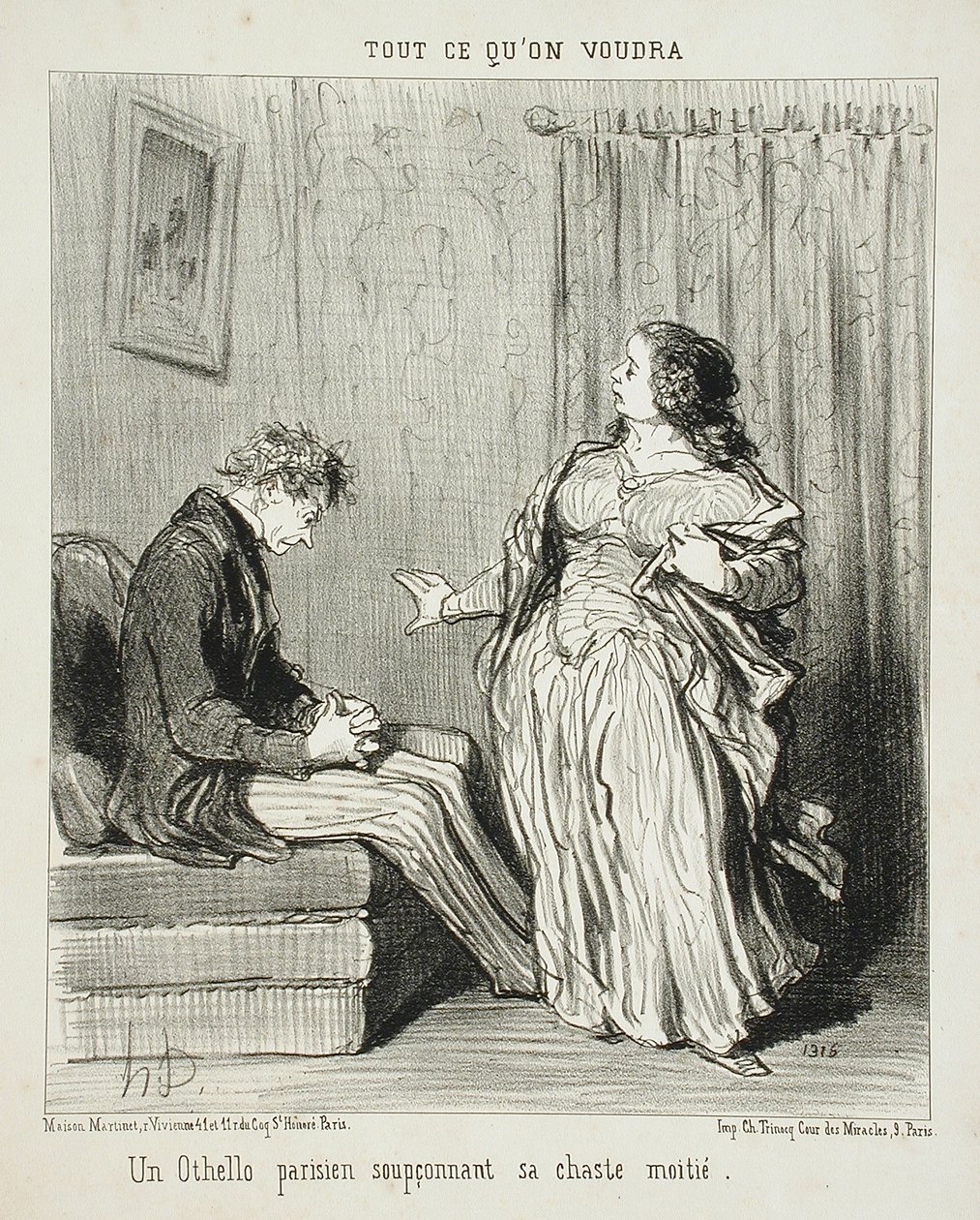 Ein Pariser Othello, der seine keusche Hälfte verdächtigt von Honoré Daumier