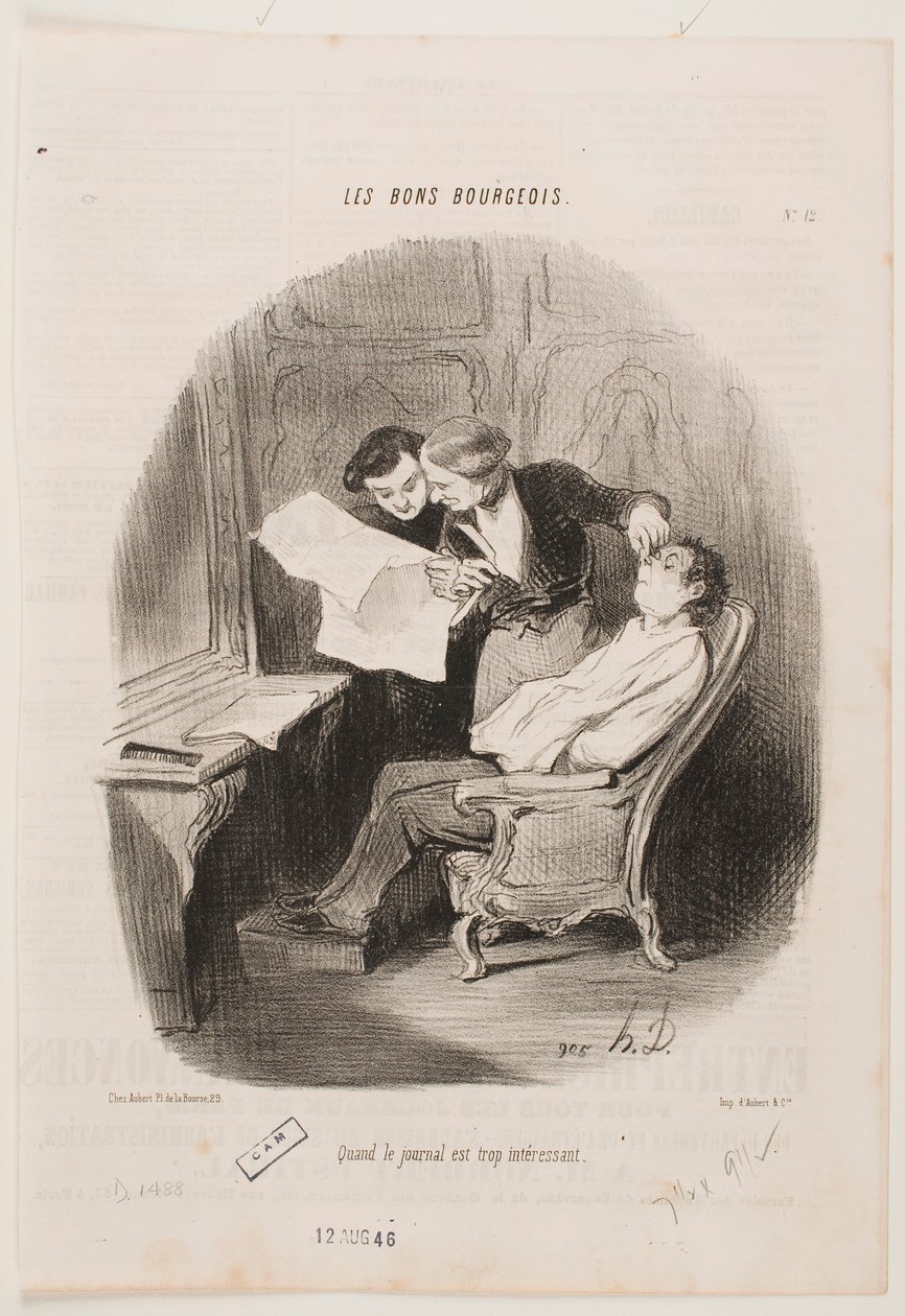 Wenn die Zeitung viel zu interessant ist. von Honoré Daumier
