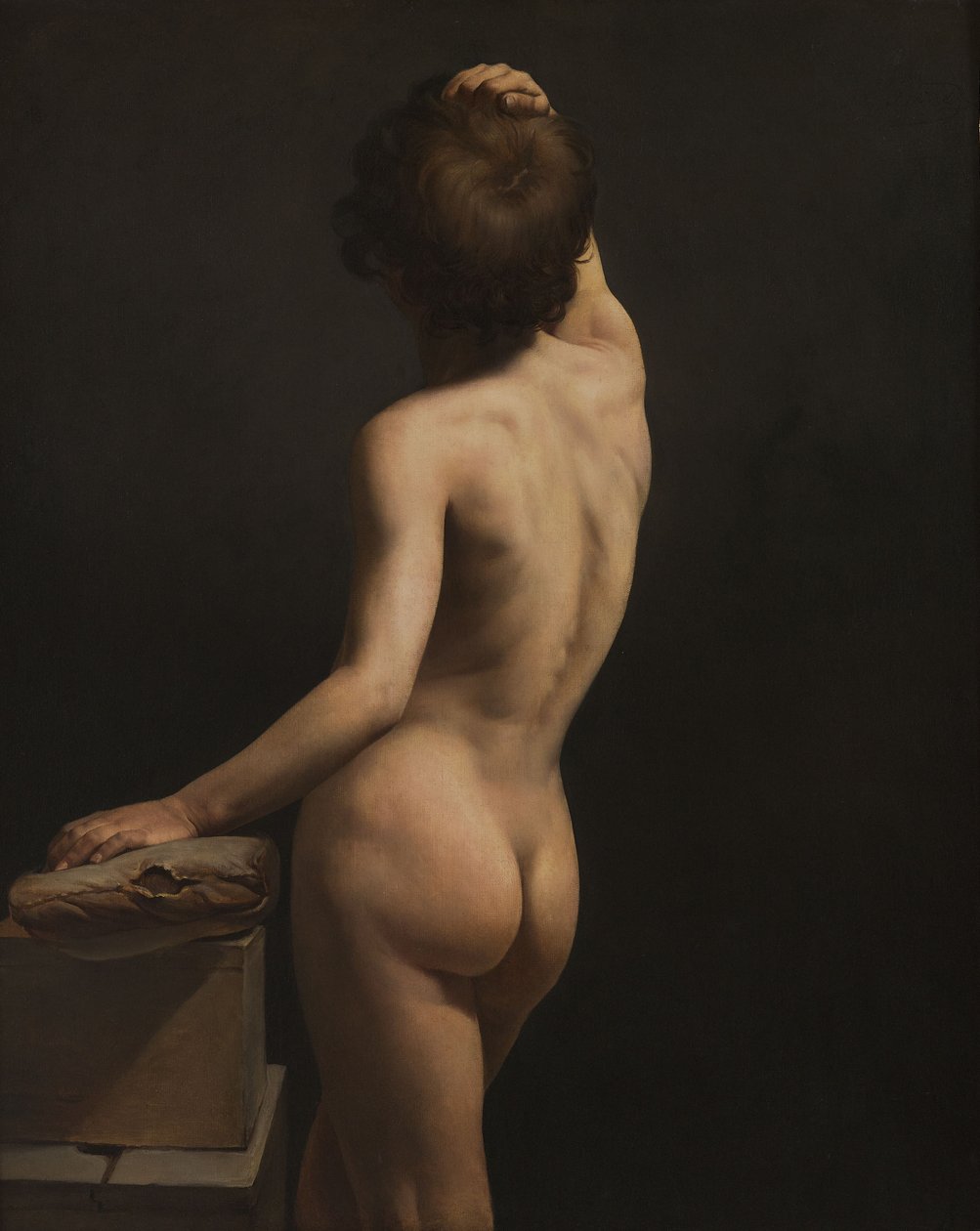 Akademische Studie eines jugendlichen Jungen, von hinten gesehen von Horace Vernet