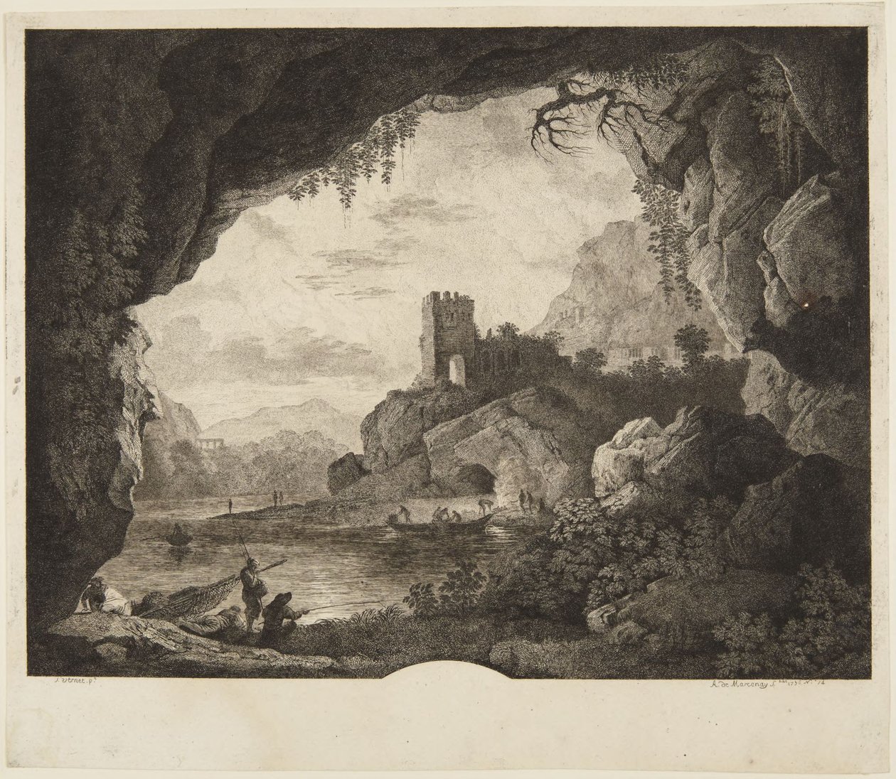 Fischen im Mondlicht von Horace Vernet