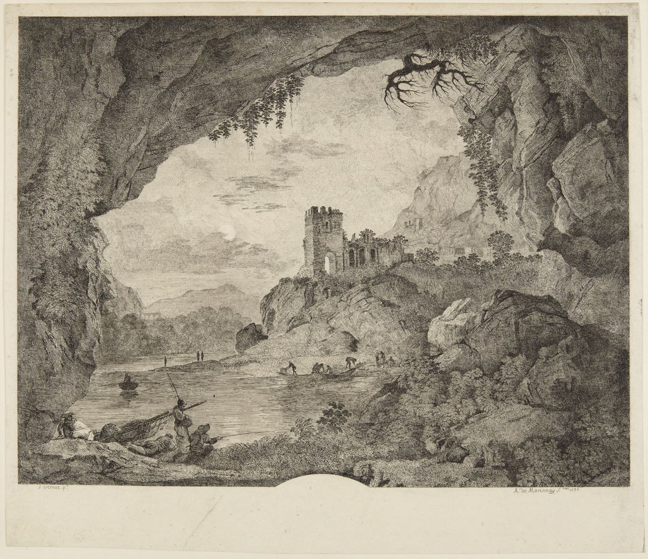 Fischen im Mondlicht von Horace Vernet