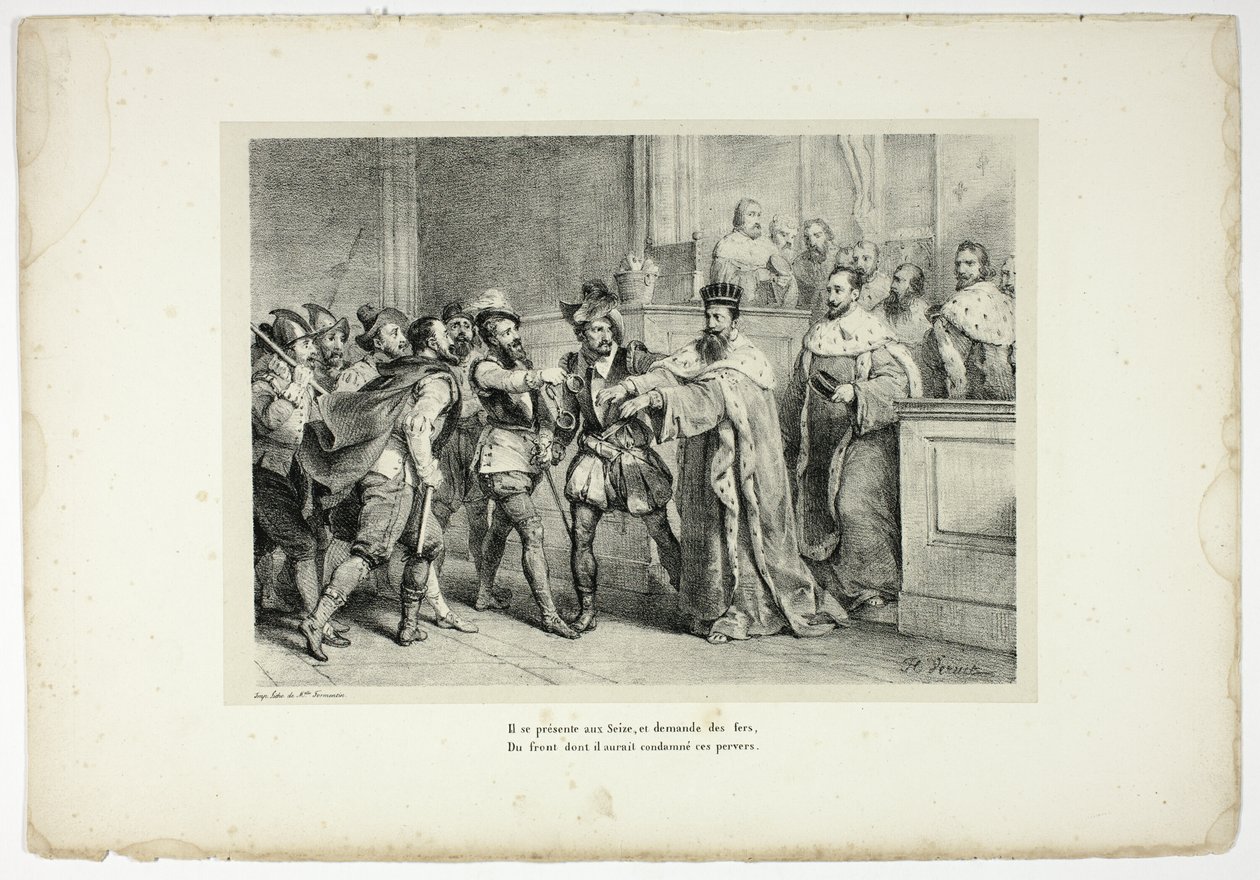 Er stellt sich den Sechzehn vor und verlangt nach Fesseln von Horace Vernet