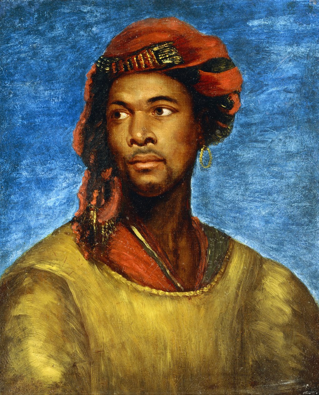 Porträt eines Mohrs mit rotem Turban von Emile Jean Horace Vernet