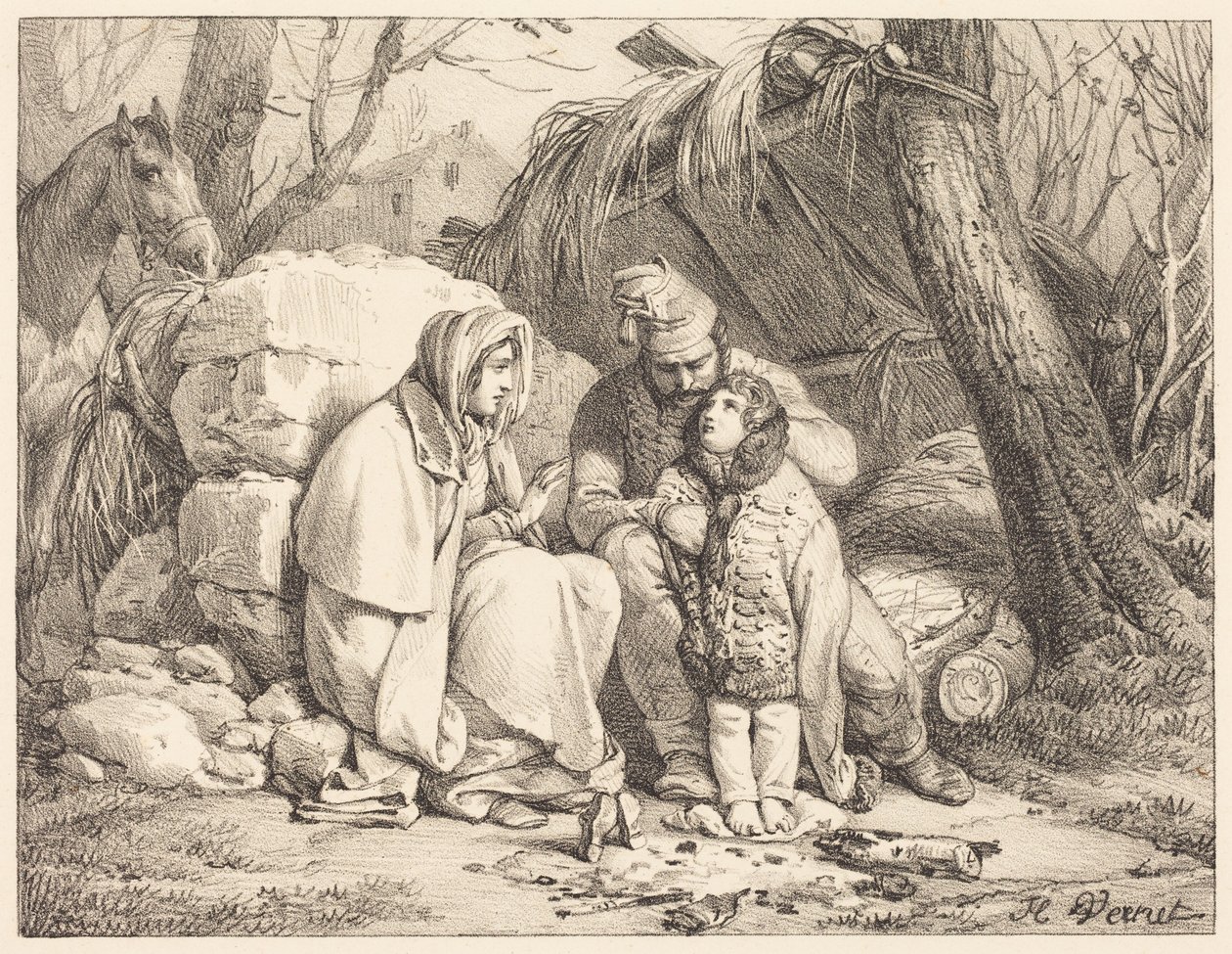 Familie eines Soldaten im Lager von Horace Vernet