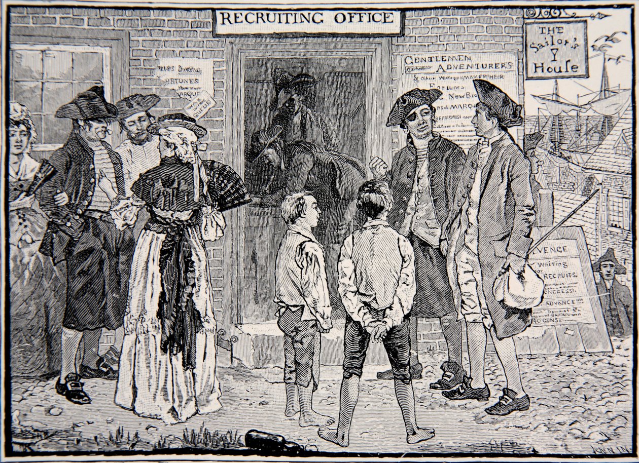 Ein revolutionäres Rekrutierungsbüro, Neuengland von Howard Pyle