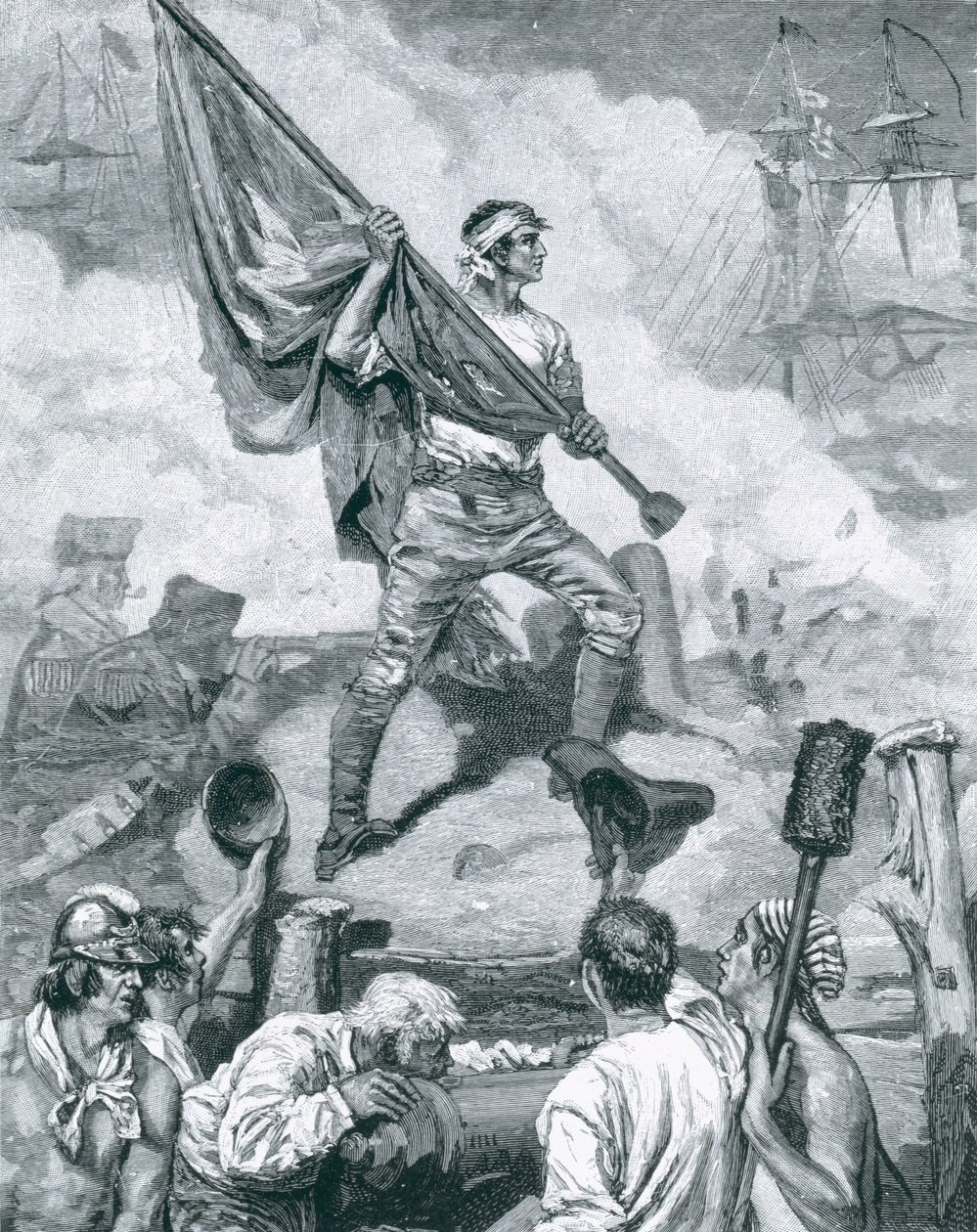 Sergeant Jasper in der Schlacht von Fort Moultrie, 28. Juni 1776, Illustration aus 