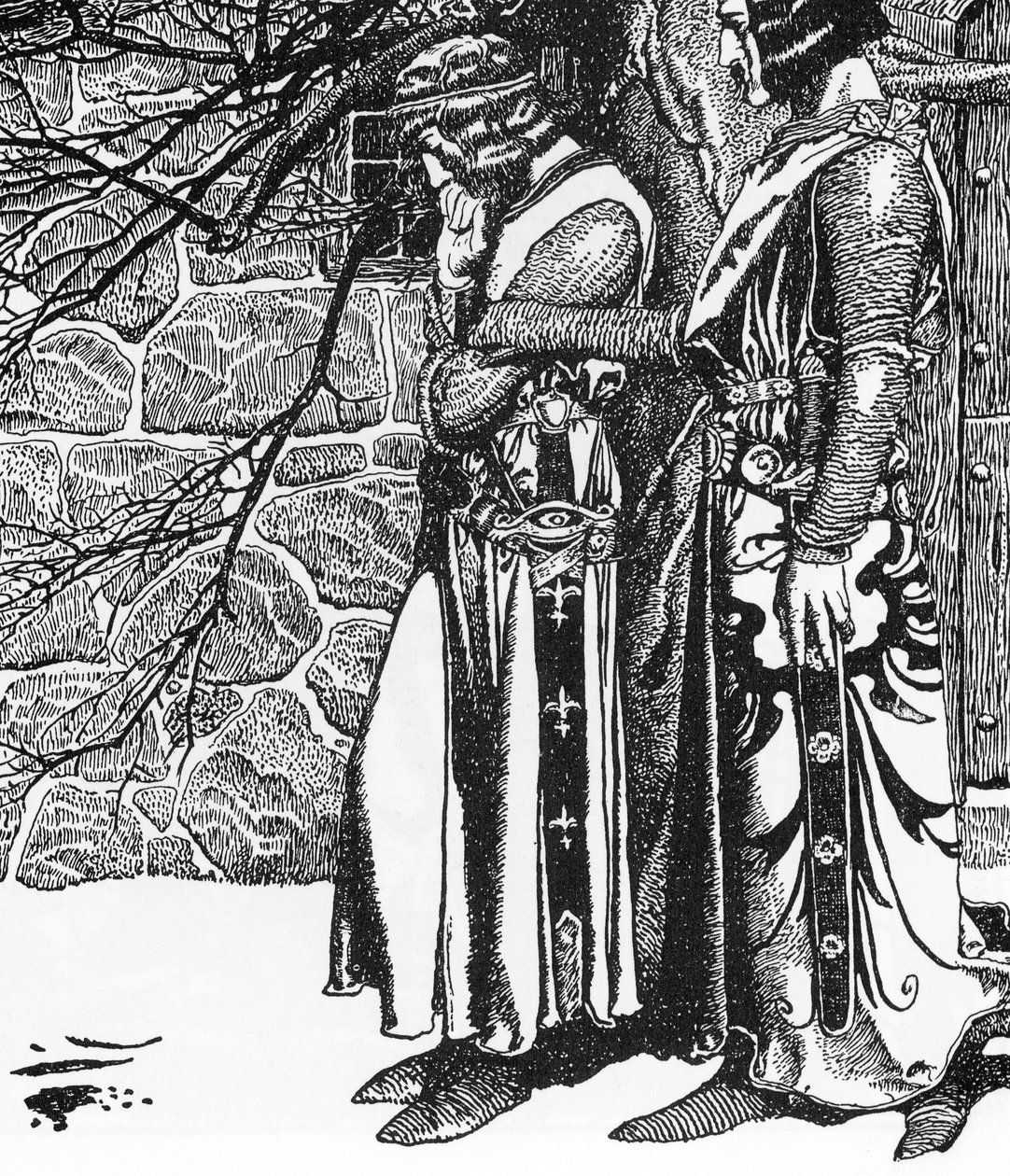 Artussage: Der Ritter Kay und Perceval Illustration von Howard Pyle (1853-1911) aus „The Story of the Champions of the Round Table“ 1905 Private Sammlung von Howard Pyle