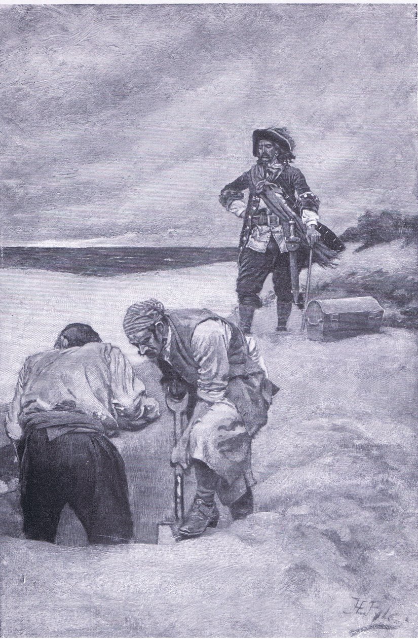 Kidd auf Gardiners Island, aus Howard Pyles Buch der Piraten, veröffentlicht von Harper & Bros, 1921 von Howard Pyle
