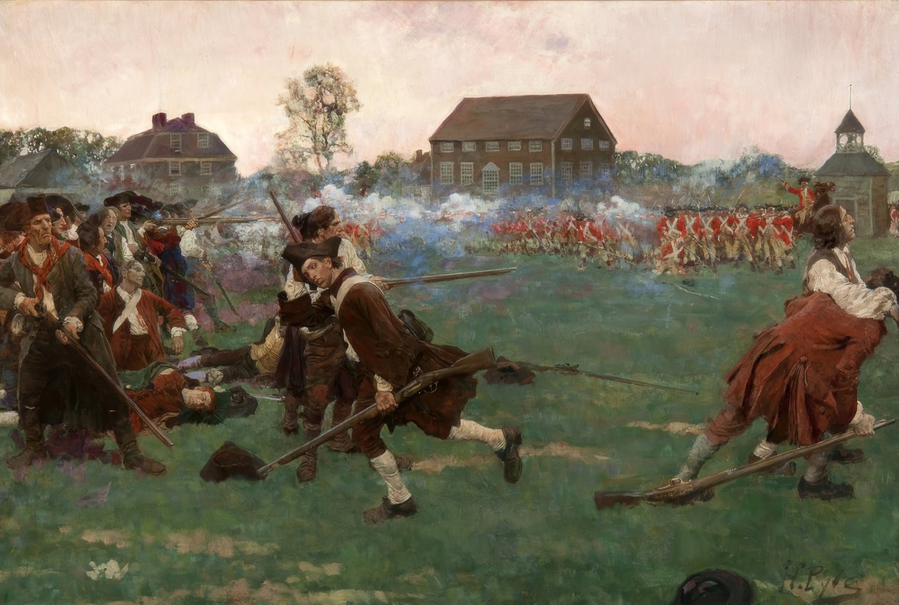 Der Kampf auf dem Lexington Common, 19. April 1775 von Howard Pyle