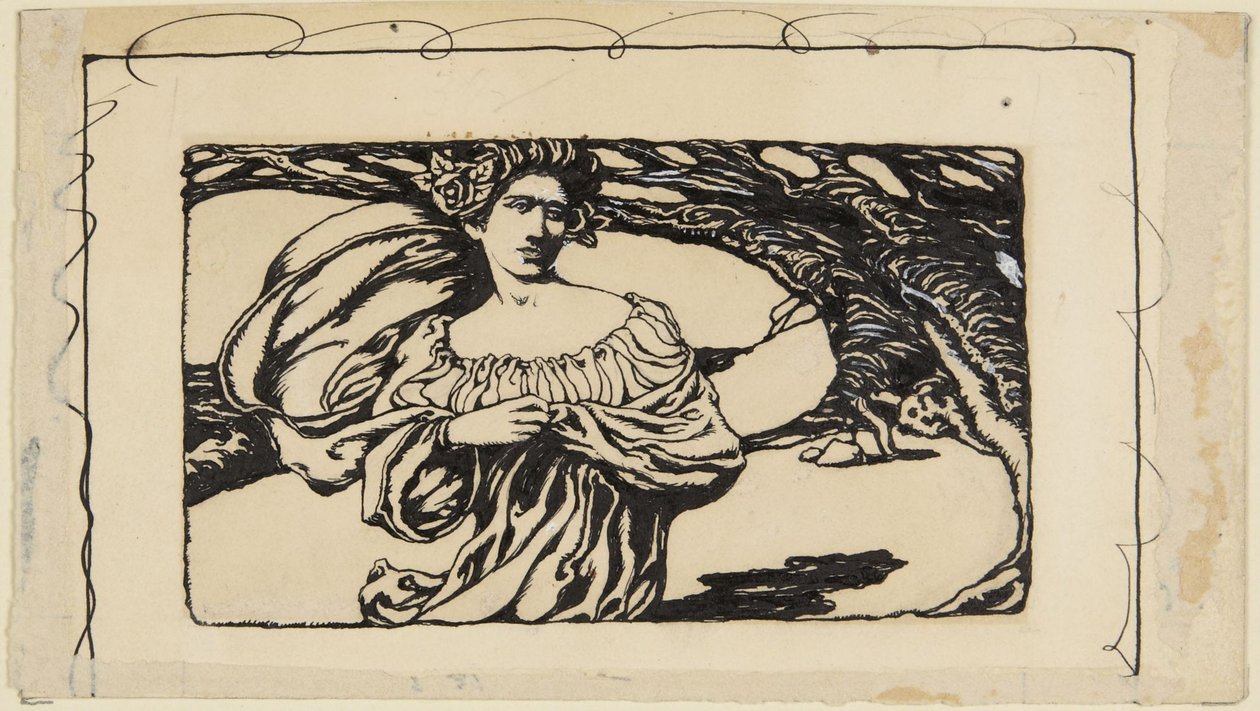 Frau und Baum (Illustration für Horaz) von Howard Pyle