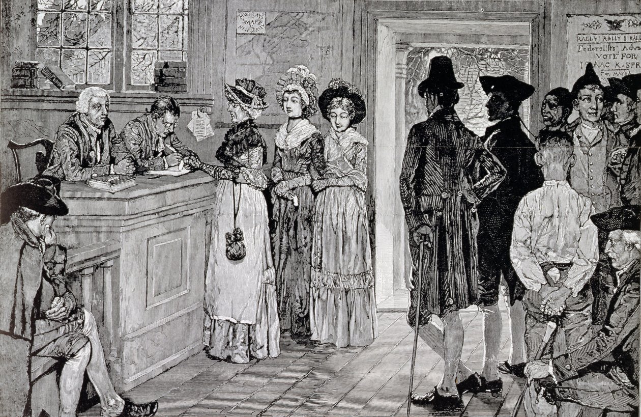 Frauen an den Wahlurnen in New Jersey, Illustration aus 