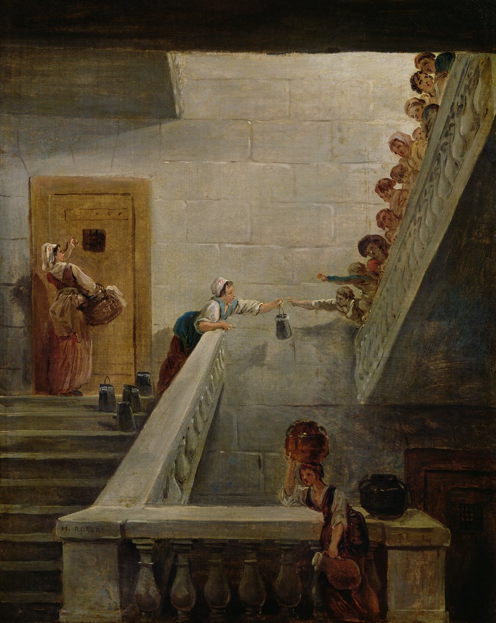 Milchverteilung im St. Lazare-Gefängnis, 1794 von Hubert Robert