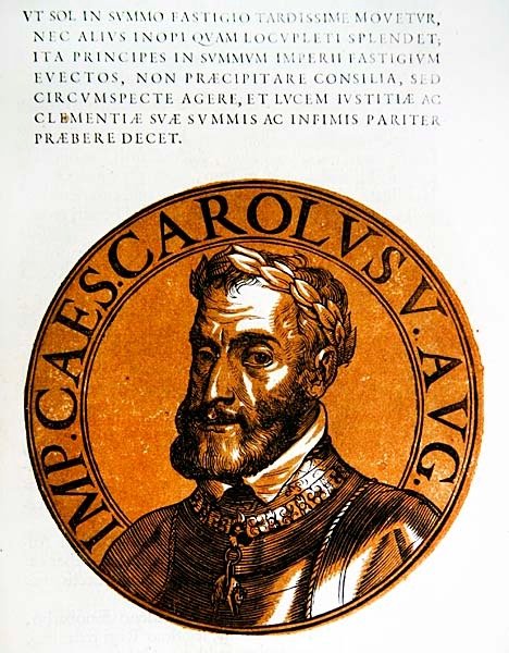 Medallion-Porträt von Karl V., Heiliges Römisches Reich von Hubert (after) Goltzius
