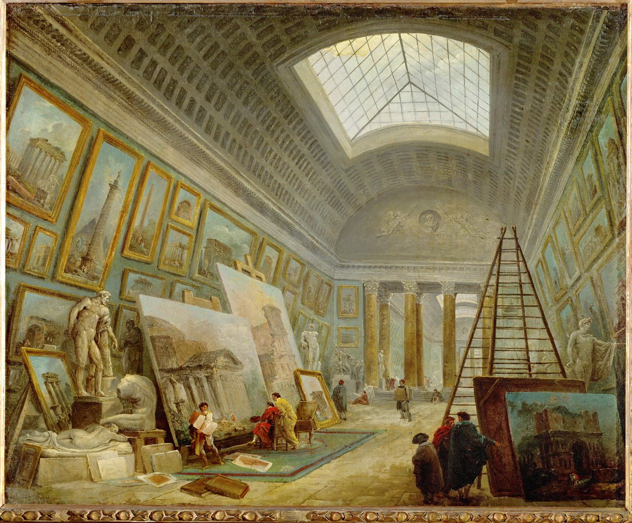 Eine Museumsgalerie der römischen Kunst von Hubert (circle of) Robert