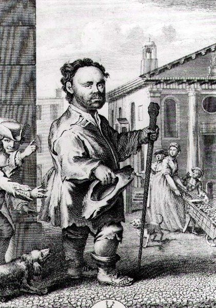 Owen Farrel (geb. 1716), der irische Zwerg, graviert von James Hulett, veröffentlicht 1742 von Hubert Francois Gravelot