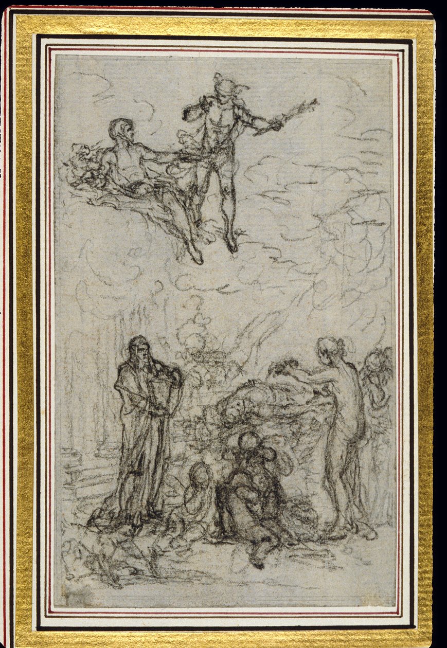 Studie für Vignette in Fontenelles (zugeschrieben) "Les Amours de Mirtil", Canto VI von Hubert Francois Gravelot