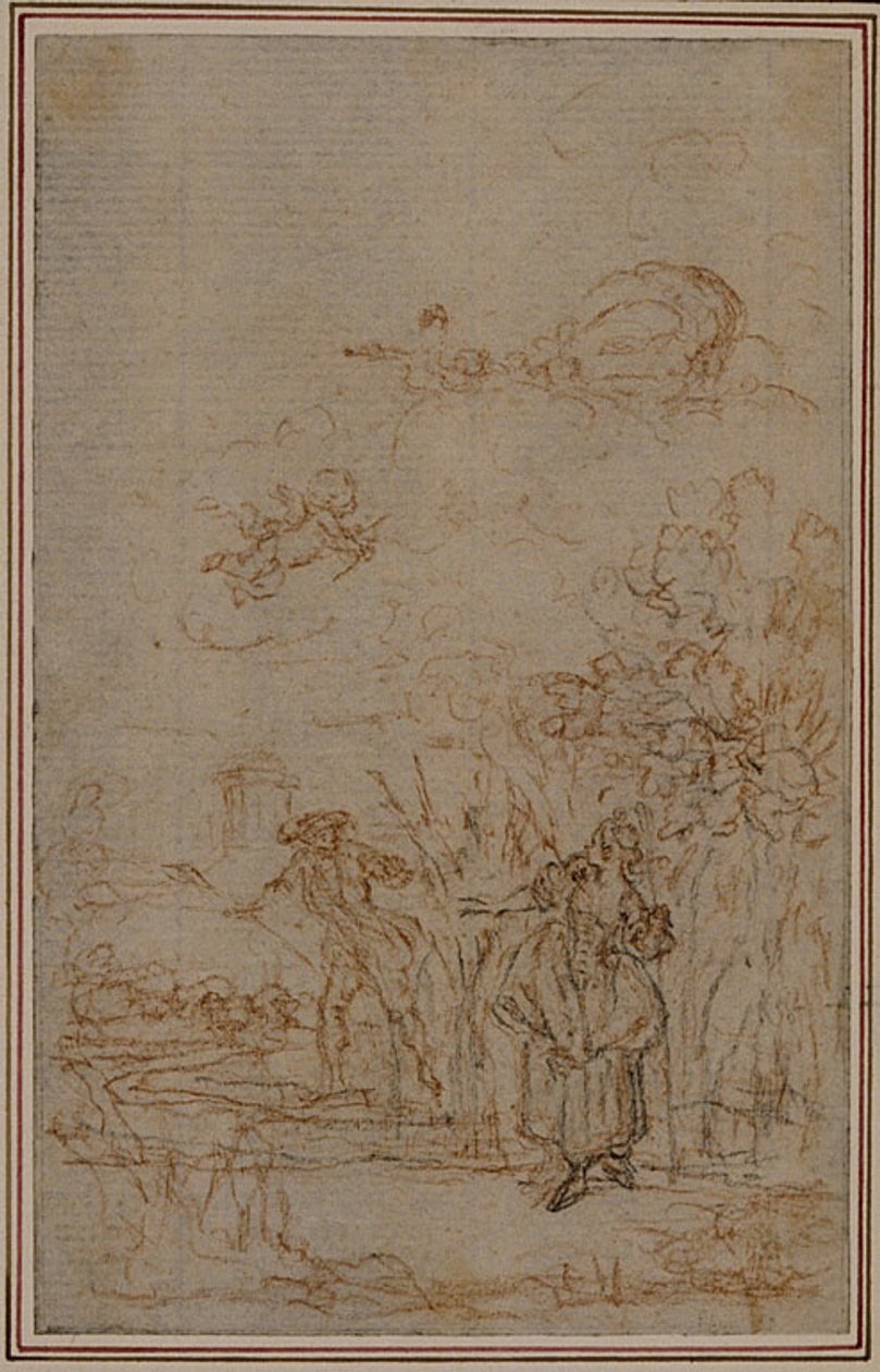 Studie für Vignette in Fontenelles (zugeschrieben) "Les Amours de Mirtil", Canto V von Hubert Francois Gravelot