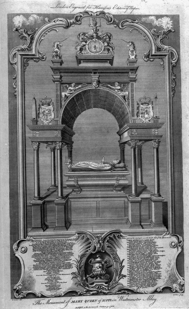 Das Denkmal von Maria Stuart in der Westminster Abbey, Illustration aus Rapins 