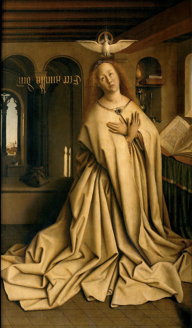 Verkündigung der Jungfrau, von der Außenseite des rechten Panels des Genter Altars von Hubert & Jan van (1390 1441) Eyck