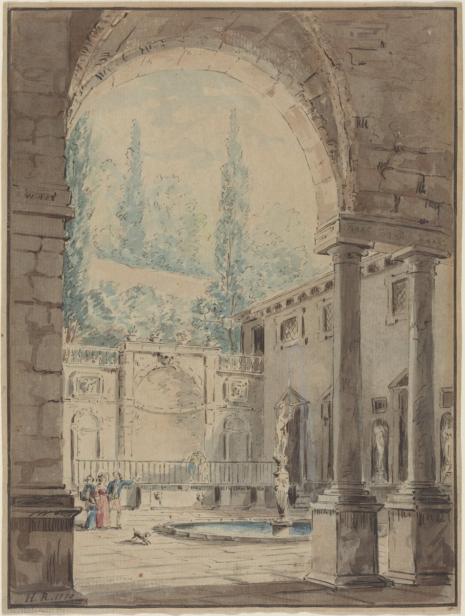 Hof der Villa Pliniana von Hubert Robert