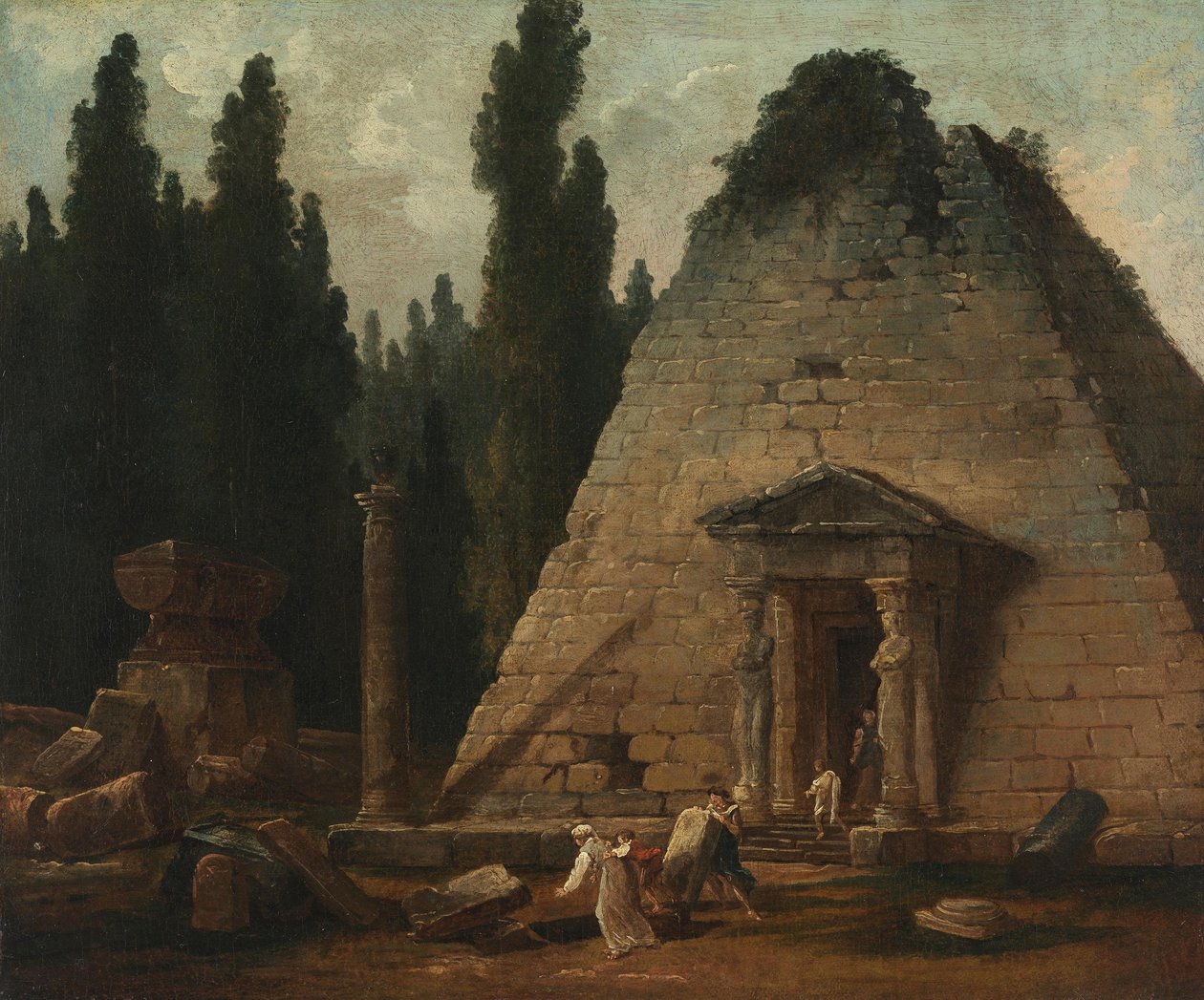 Die Pyramide im Park von Mauperthuis von Hubert Robert