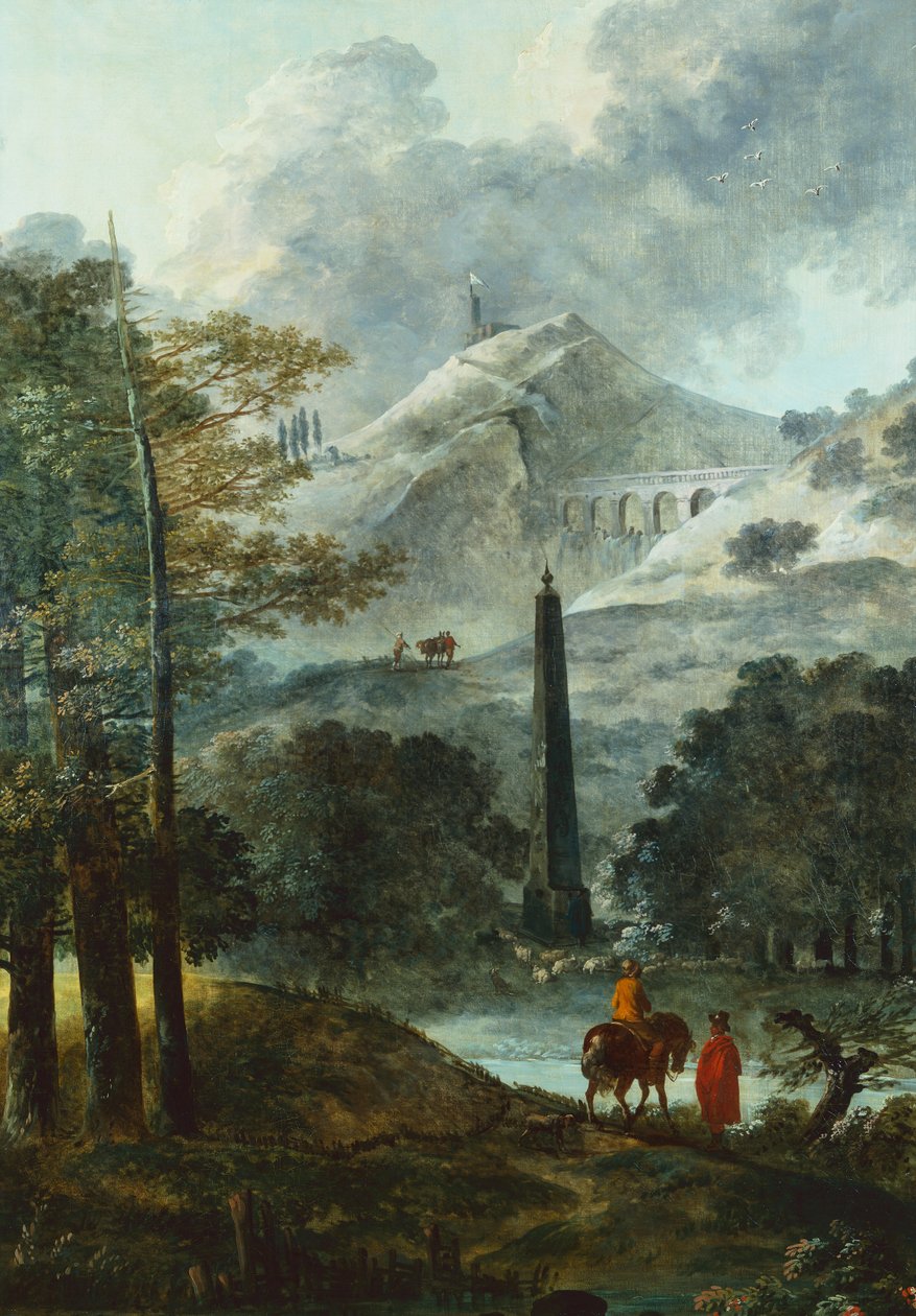 Gebirgslandschaft mit einem Obelisken von Hubert Robert